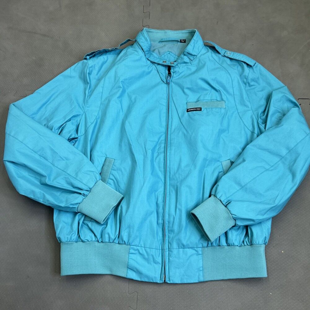 Members Only Vintage Jacket Men's Size 1X Iconic Racer Bomber Jacket Blue Green - Picture 5 of 10